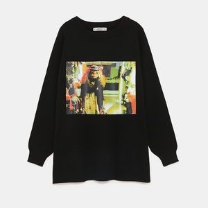 Zara Oversized Knitted Graphic Sweater